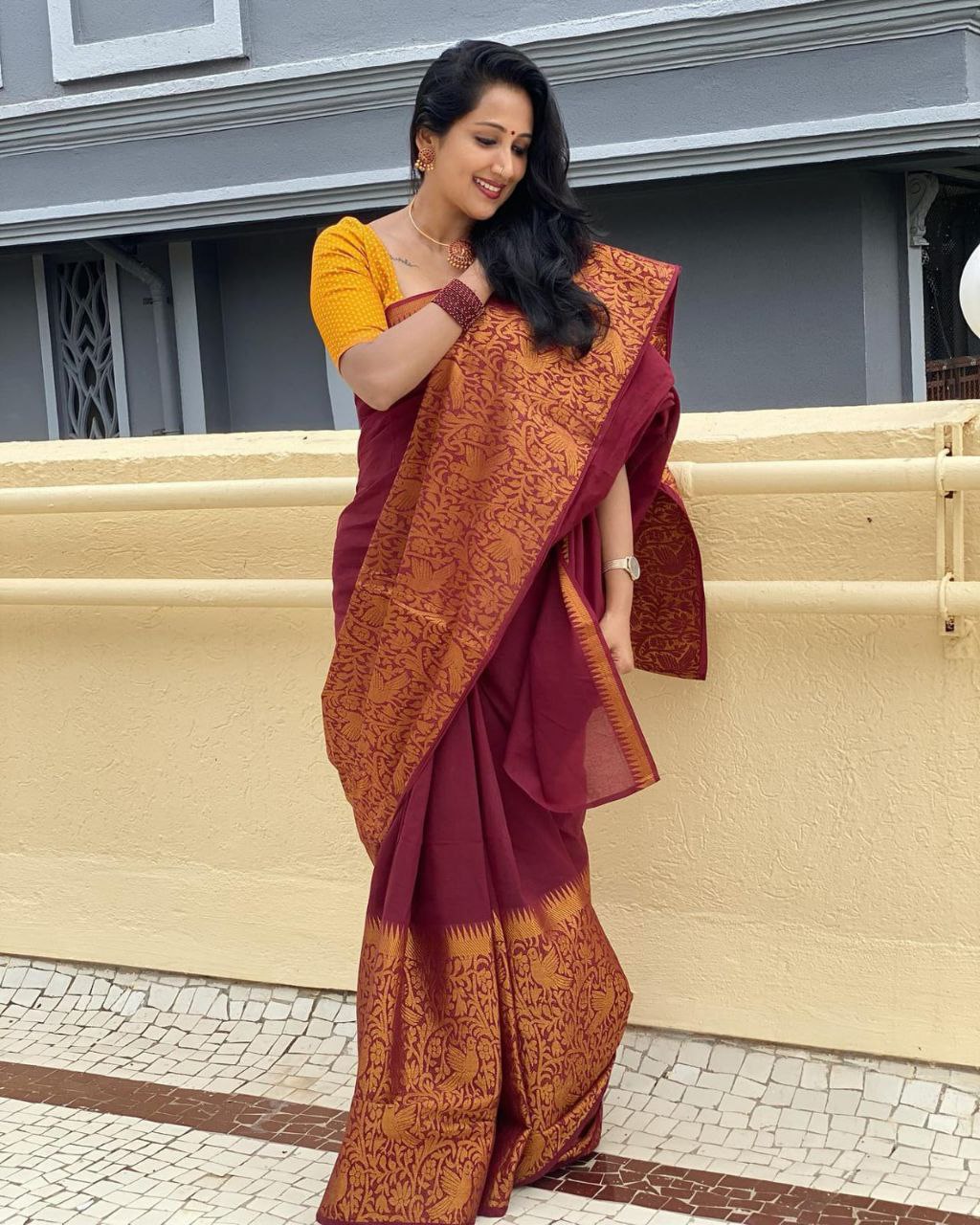 MySaree Soft Lichi Silk Jacquard Saree with Rich Pallu & Unstitched Blouse – Elegant Festive Wear